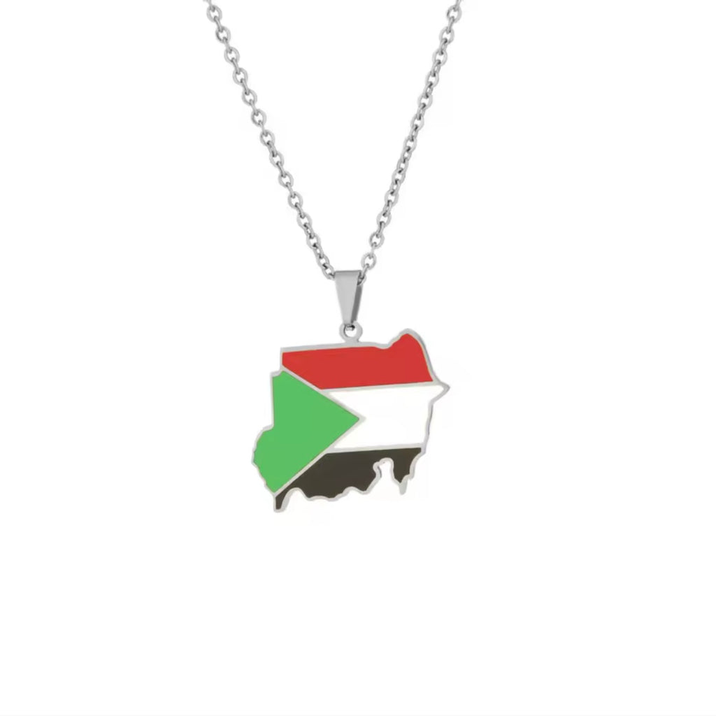 Map of Sudan Flag Pendant