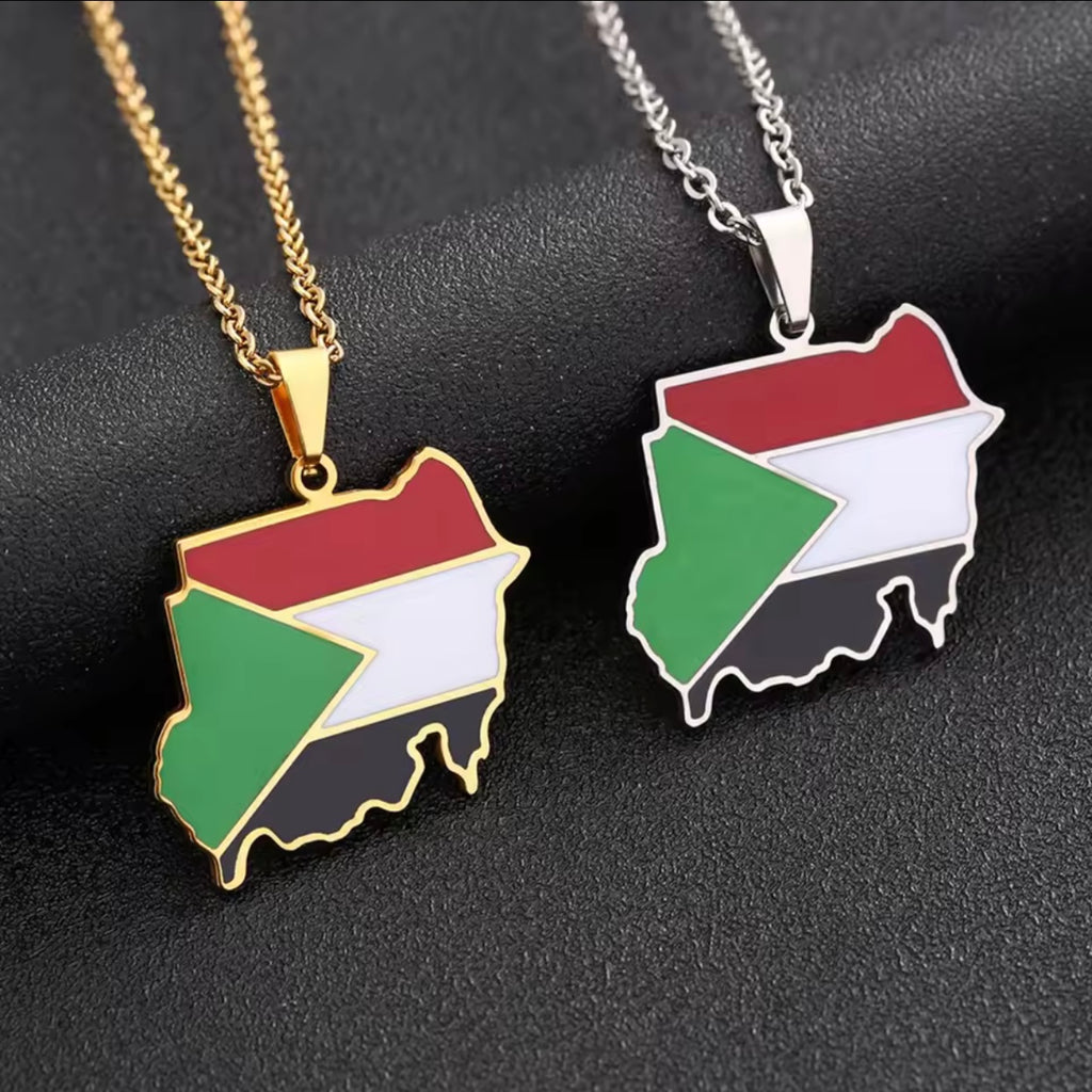 Map of Sudan Flag Pendant