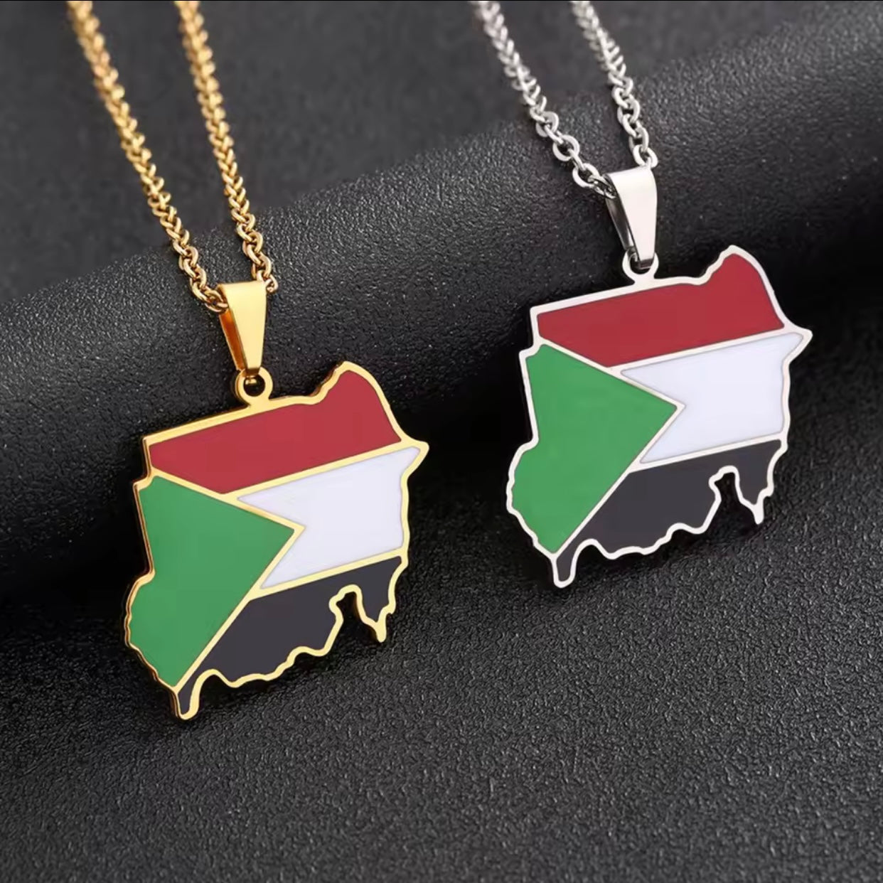 Map of Sudan Flag Pendant