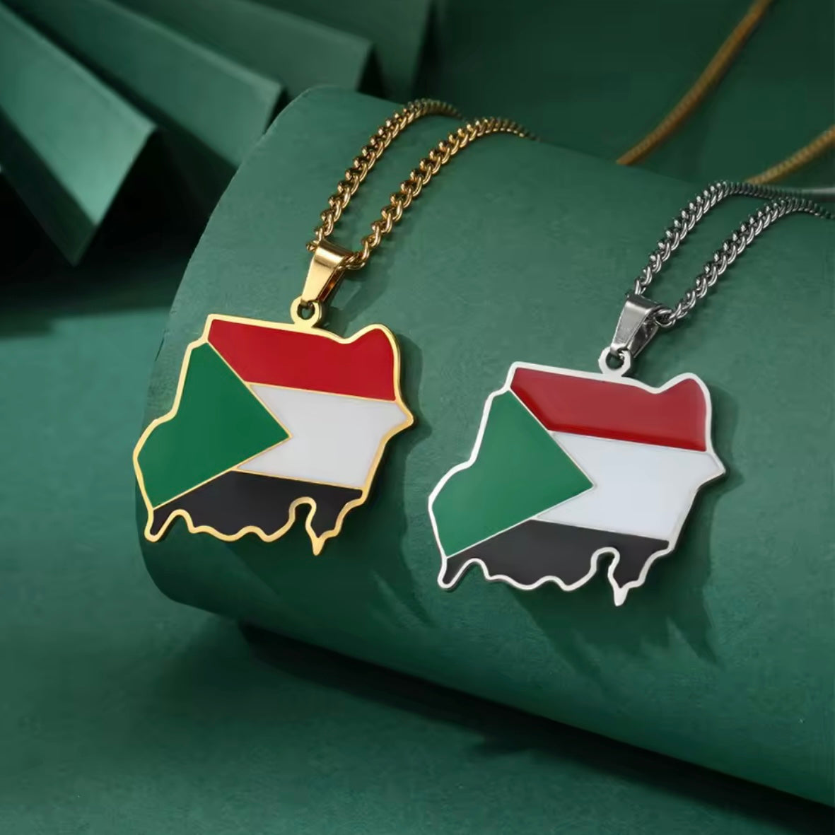 Map of Sudan Flag Pendant