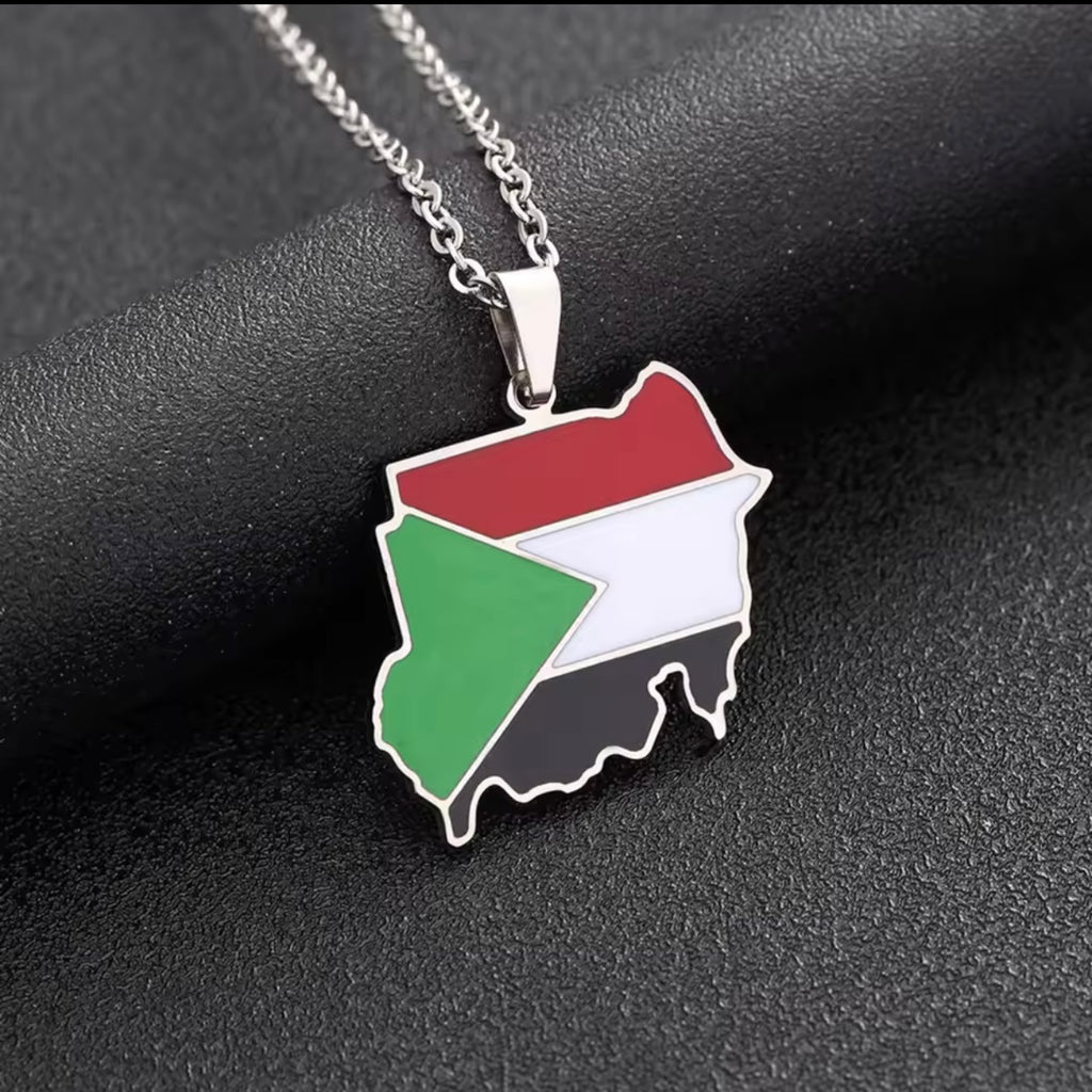Map of Sudan Flag Pendant