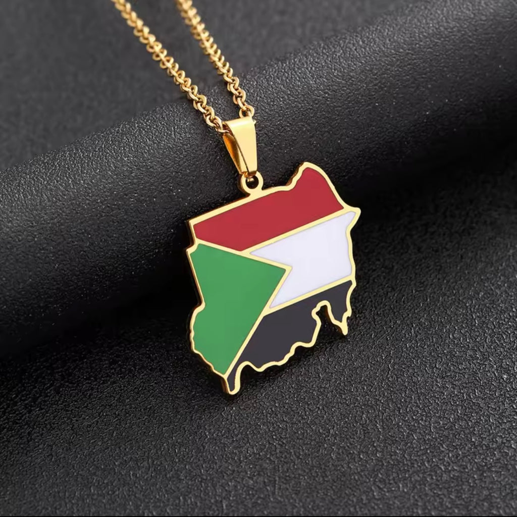 Map of Sudan Flag Pendant